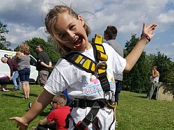 Sophie abseiling off of Guildford Cathdral, 2017