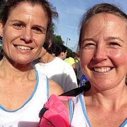 Helen and Mel running the Fleet Half Marathon