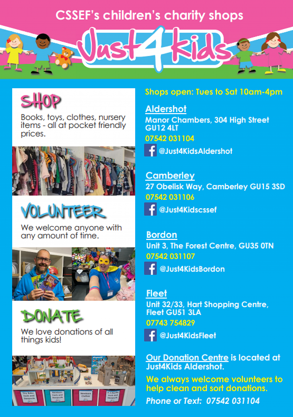 Just4Kids Charity Shop Contact Details